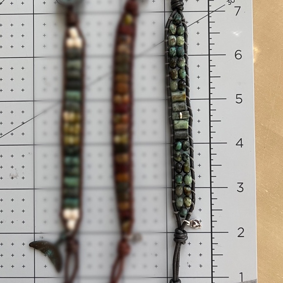 Natural Turquoise Leather Wrap Bracelet Sterling Tiny Heart Charm- Adjustable - Picture 8 of 8